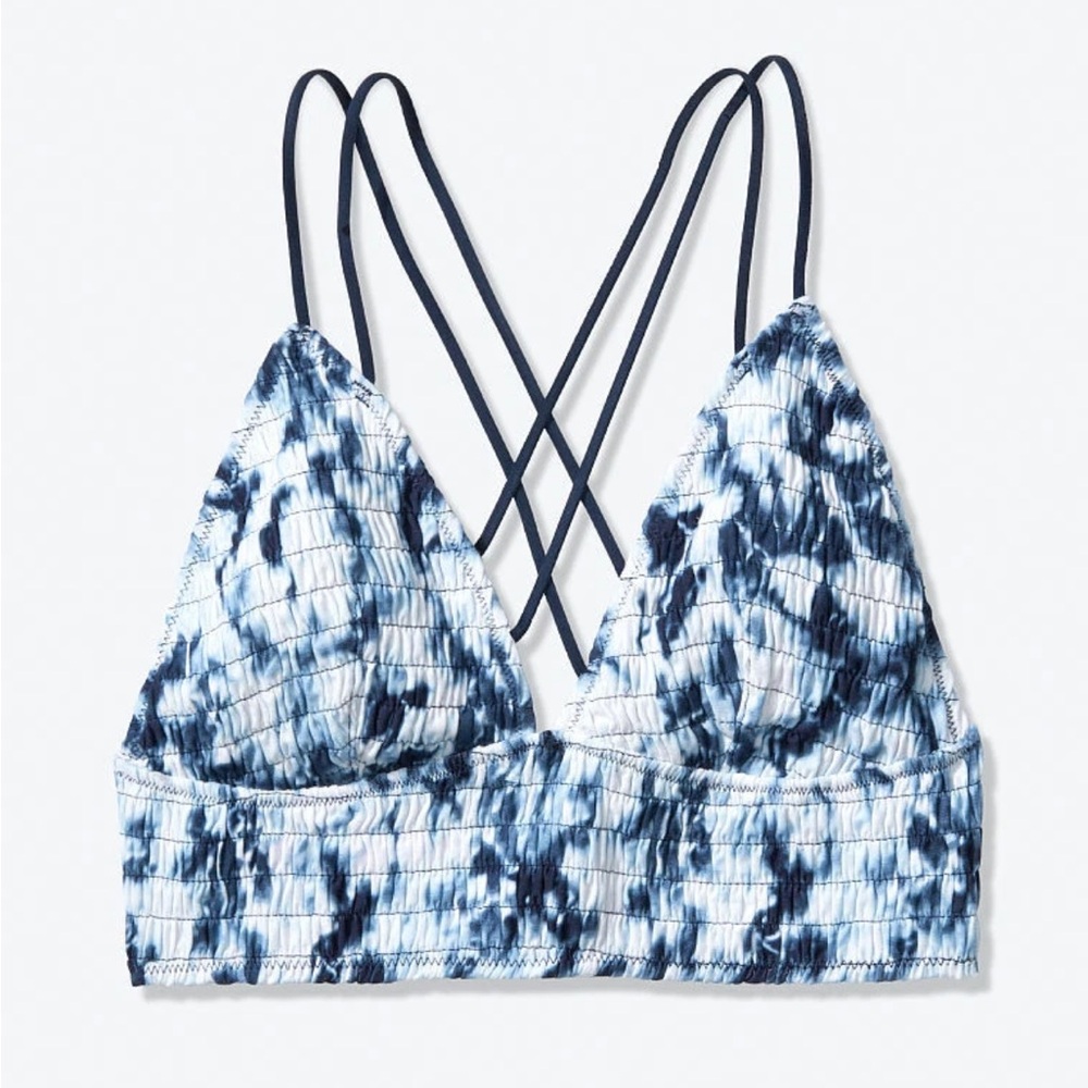 XS NWT Victoria’s Secret PINK Smocked Triangle Bralette Bluestone Wireless